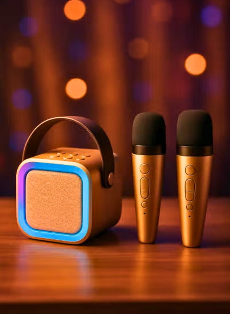 جهاز كاريوكي محمول للأطفال والكبار - مكبر صوت كاريوكي بلوتوث مع ميكروفونين لاسلكيين، وأضواء LED ملونة، ومثالي للحفلات المنزلية وأعياد الميلاد والمتعة العائلية - Image 3